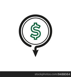 Dollar down icon. Cost reduction design. Vector illustration. Eps 10. Stock image.. Dollar down icon. Cost reduction design. Vector illustration. Eps 10.