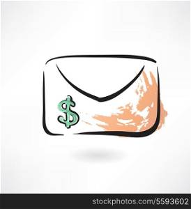 dollar envelope grunge icon