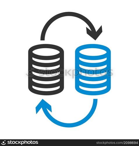 Dollar Euro Coins Stack Icon. Editable Bold Outline With Color Fill Design. Vector Illustration.
