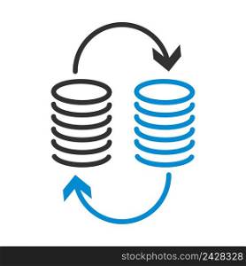 Dollar Euro Coins Stack Icon. Editable Bold Outline With Color Fill Design. Vector Illustration.