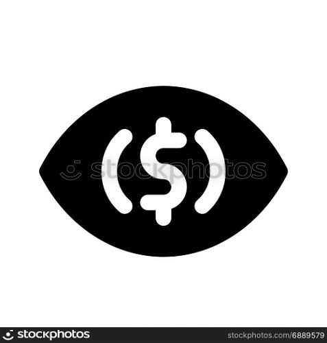dollar eye, icon on isolated background
