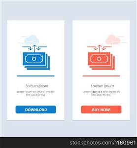 Dollar, Flow, Money, Cash, Report Blue and Red Download and Buy Now web Widget Card Template