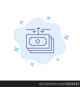Dollar, Flow, Money, Cash, Report Blue Icon on Abstract Cloud Background