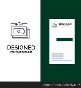 Dollar, Flow, Money, Cash, Report Grey Logo Design and Business Card Template