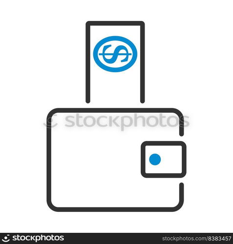 Dollar Get Out From Purse Icon. Editable Bold Outline With Color Fill Design. Vector Illustration.