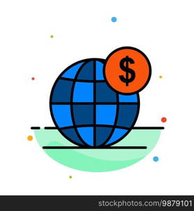 Dollar, Global, Business, Globe, International Abstract Flat Color Icon Template