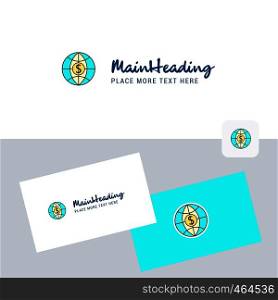 Dollar globe vector logotype with business card template. Elegant corporate identity. - Vector