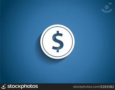 Dollar Glossy Icon Vector Illustration on Blue Background. EPS10. Dollar Glossy Icon Vector Illustration