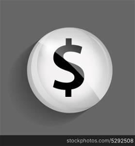 Dollar Glossy Icon Vector Illustration on Gray Background. EPS10.. Dollar Glossy Icon Vector Illustration