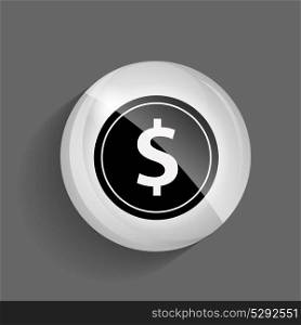 Dollar Glossy Icon Vector Illustration on Gray Background. EPS10. Dollar Glossy Icon Vector Illustration