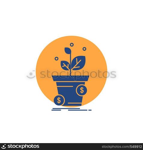 dollar, growth, pot, profit, business Glyph Icon.. Vector EPS10 Abstract Template background