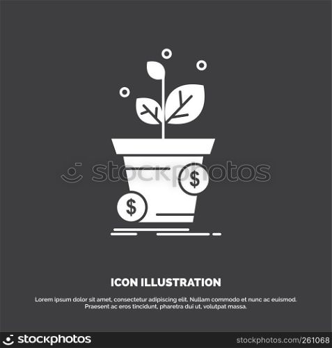 dollar, growth, pot, profit, business Icon. glyph vector symbol for UI and UX, website or mobile application