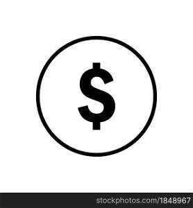 Dollar icon. Dollar coin isolated on white background. Vector illustration