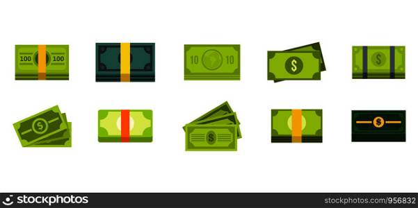 Dollar icon set. Flat set of dollar vector icons for web design isolated on white background. Dollar icon set, flat style