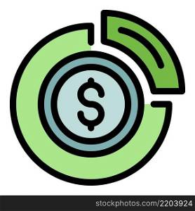 Dollar in a circle icon. Outline dollar in a circle vector icon color flat isolated. Dollar in a circle icon color outline vector