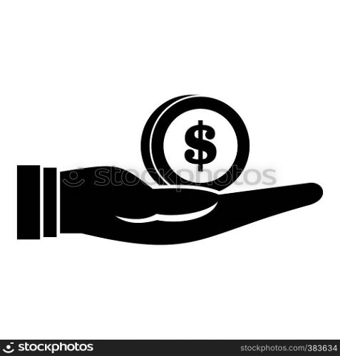 Dollar in hand icon. Simple illustration of dollar in hand vector icon for web design. Dollar in hand icon, simple style