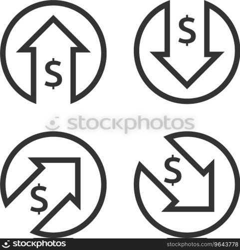 Dollar increase decrease icon money symbol Vector Image