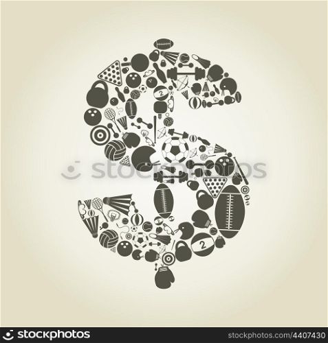 Dollar made of stock sports. A vector illustration