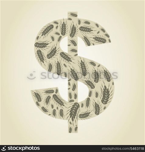 Dollar made of wheat. Vector illustrations