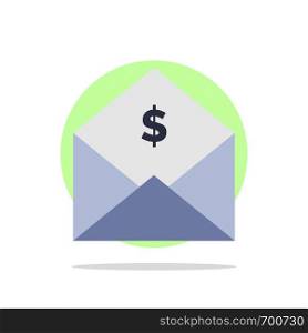 Dollar, Mail, Money, Money-Order Abstract Circle Background Flat color Icon