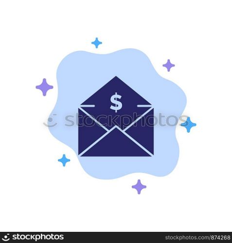 Dollar, Mail, Money, Money-Order Blue Icon on Abstract Cloud Background