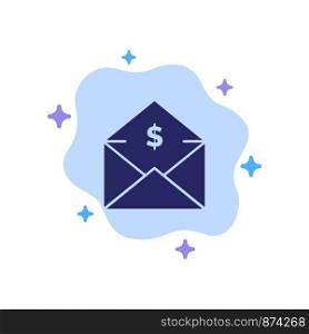 Dollar, Mail, Money, Money-Order Blue Icon on Abstract Cloud Background