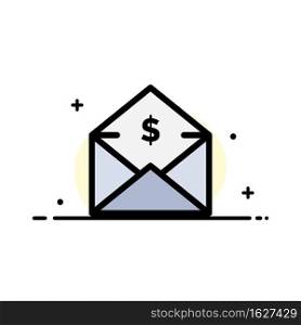 Dollar, Mail, Money, Money-Order  Business Flat Line Filled Icon Vector Banner Template