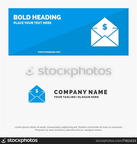 Dollar, Mail, Money, Money-Order SOlid Icon Website Banner and Business Logo Template