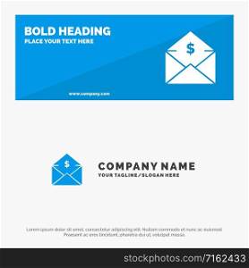 Dollar, Mail, Money, Money-Order SOlid Icon Website Banner and Business Logo Template
