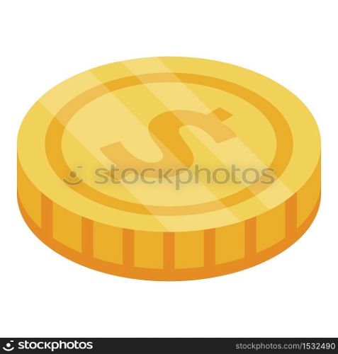 Dollar marketing coin icon. Isometric of dollar marketing coin vector icon for web design isolated on white background. Dollar marketing coin icon, isometric style