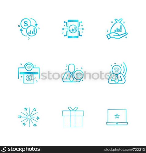 dollar , mobile , fire works , money , box , gift box , corporate , share , icon, vector, design, flat, collection, style, creative, icons