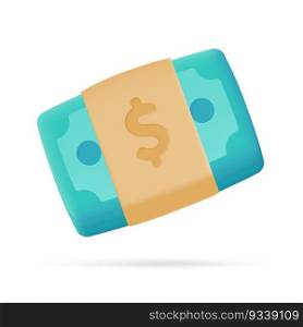 Dollar money 3D icon. spending money on purchases Coins and banknotes. 3D illustration