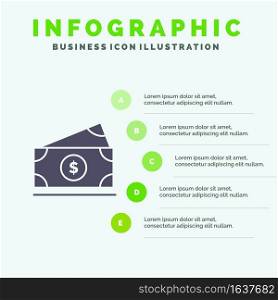 Dollar, Money, American, Usa Solid Icon Infographics 5 Steps Presentation Background