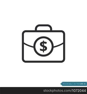 Dollar Money Bag Icon Vector. Suitcase Money Sign Flat Design