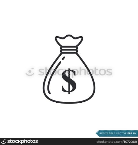 Dollar Money Bag Icon Vector Template Flat Design