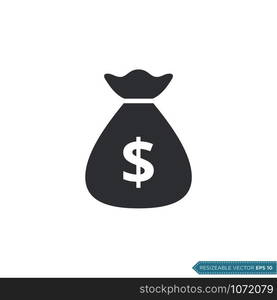 Dollar Money Bag Icon Vector Template Flat Design