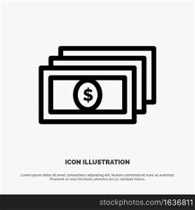 Dollar, Money, Cash Line Icon Vector