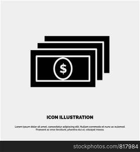 Dollar, Money, Cash solid Glyph Icon vector
