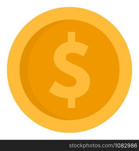 Dollar money coin icon. Flat illustration of dollar money coin vector icon for web design. Dollar money coin icon, flat style