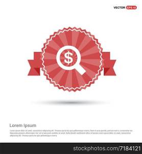 Dollar money icon - Red Ribbon banner