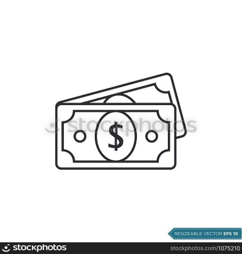 Dollar Money Icon Vector Template Flat Design