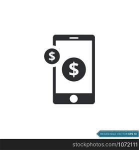 Dollar Money Sign and Smartphone Icon Vector Template Flat Design
