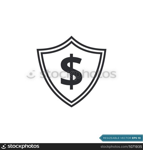 Dollar Money Sign Shield Icon Vector template Flat Design
