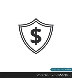 Dollar Money Sign Shield Icon Vector template Flat Design