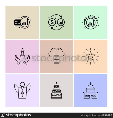 dollar, money, star , church , cake , father ,help , ladders ,icon, vector, design, flat, collection, style, creative, icons