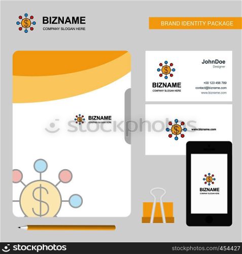 Dollar network Business Logo, File Cover Visiting Card and Mobile App Design. Vector Illustration