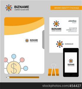 Dollar network Business Logo, File Cover Visiting Card and Mobile App Design. Vector Illustration