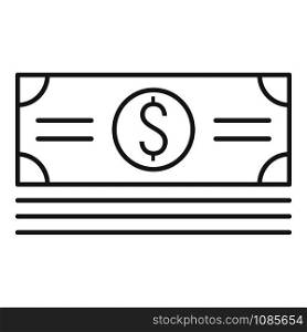 Dollar pack icon. Outline dollar pack vector icon for web design isolated on white background. Dollar pack icon, outline style