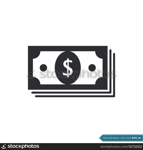 Dollar Paper Money Icon Vector Template Flat Design