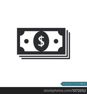 Dollar Paper Money Icon Vector Template Flat Design